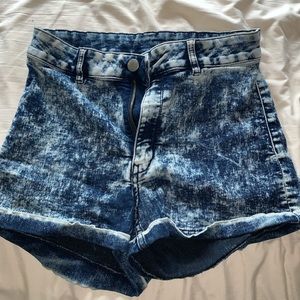 H&M Divided High Waisted Acid Wash Shorts